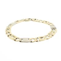 Two-tone gold navy link bracelet | 22 cm