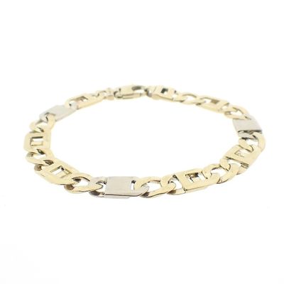 Image 1 of Two-tone gold navy link bracelet | 22 cm