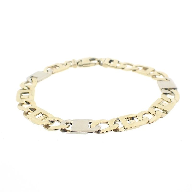 Image 1 of Two-tone gold navy link bracelet | 22 cm