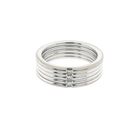 Image 3 of White Gold Ribbed Ring with Diamonds; 0.10 ct.