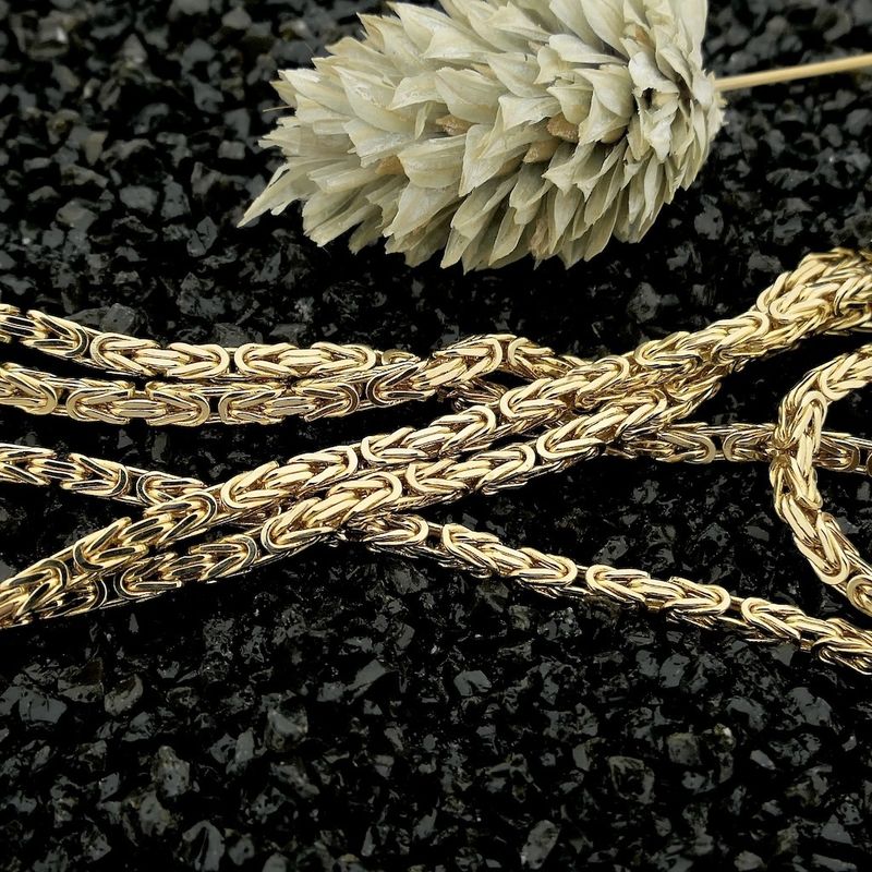 Image 2 of Gold square king link necklace