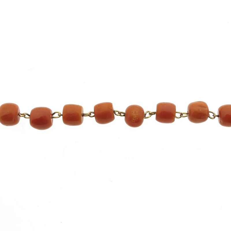 Image 5 of Red coral bead necklace with gold clasp