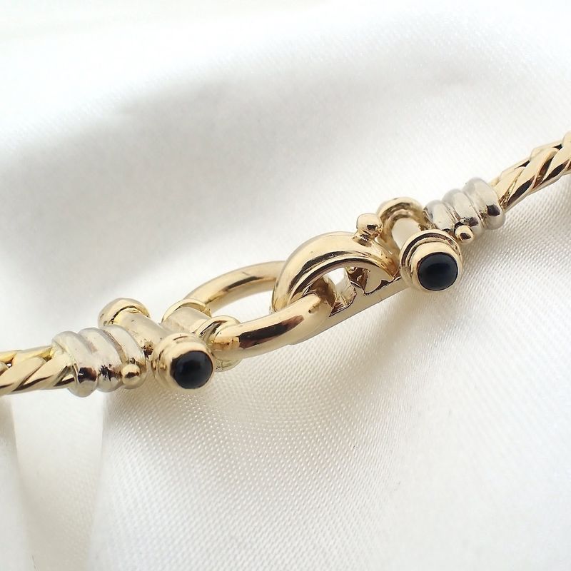Image 5 of Gold gourmet link bracelet with sapphire; ATASAY | 21 cm