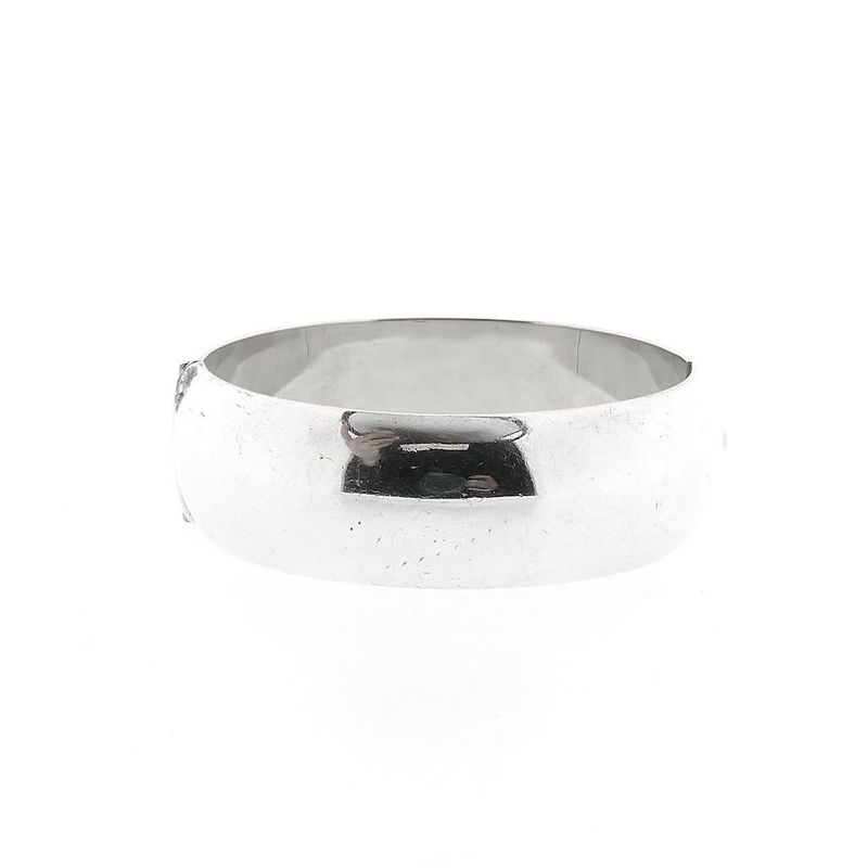 Image 1 of Wide Silver Slave Bracelet; Size S/M