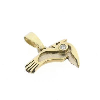 Two-tone gold pendant with diamond; Toucan Image 2 of Two-tone gold pendant with diamond; Toucan