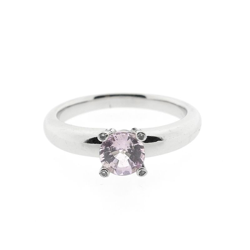 Image 3 of White gold 'Phlox' ring set with pink sapphire and diamonds; Bron Jewelry