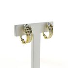 Image 2 of Tricolor gold stud earrings with diamond; 0.04 ct.