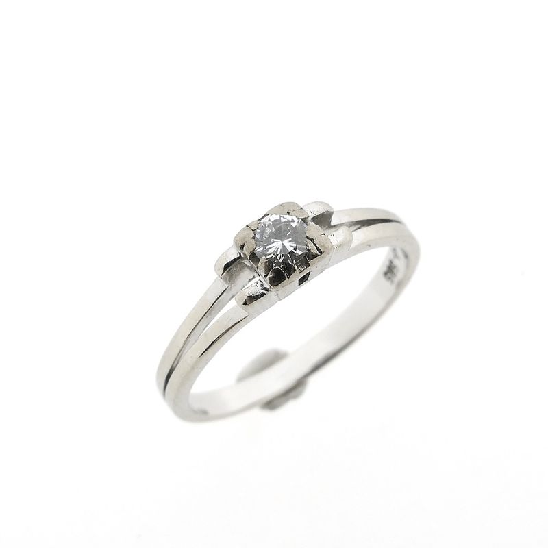 Image 1 of White gold solitaire ring with diamond | 0.15 ct.