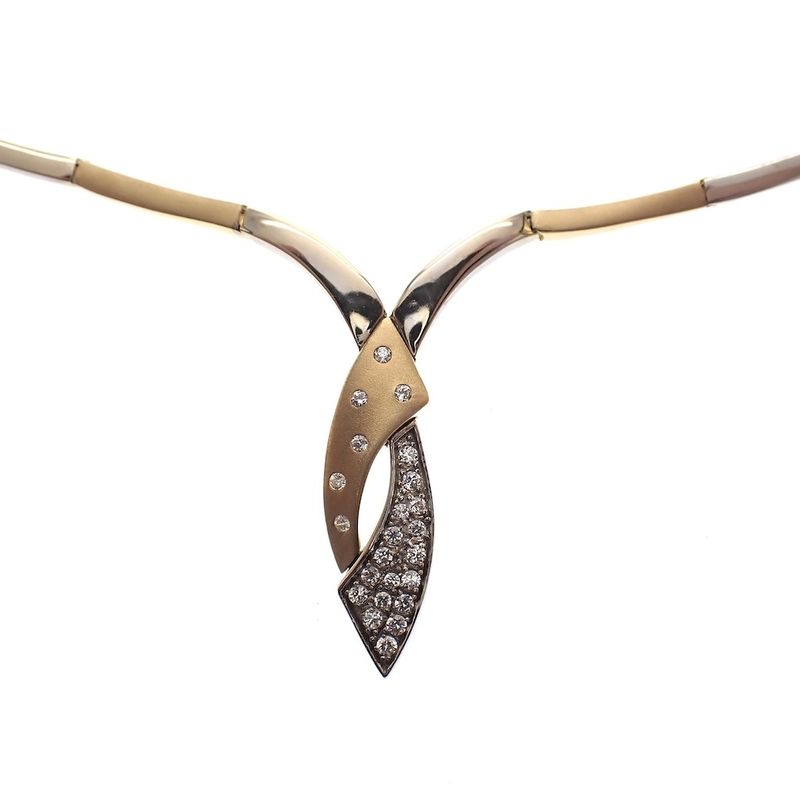 Image 3 of Two-tone gold necklace with zirconia; Altinbas