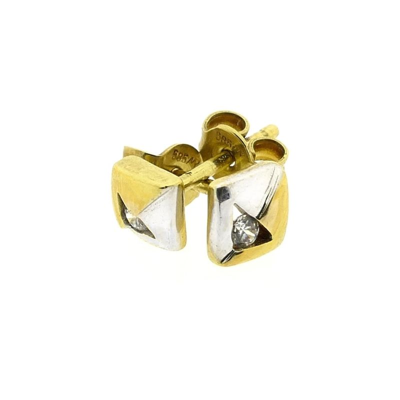 Image 10 of Bicolor gold stud earrings with zirconia