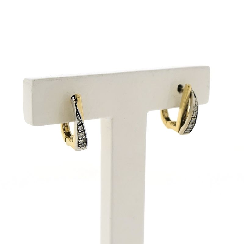 Image 2 of Bicolor gold stud earrings with zirconia