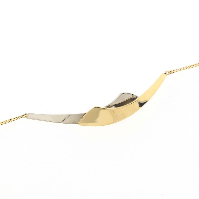 Image 8 of Two-tone necklace with a fixed pendant and a 0.04 ct. diamond | 41.5 cm