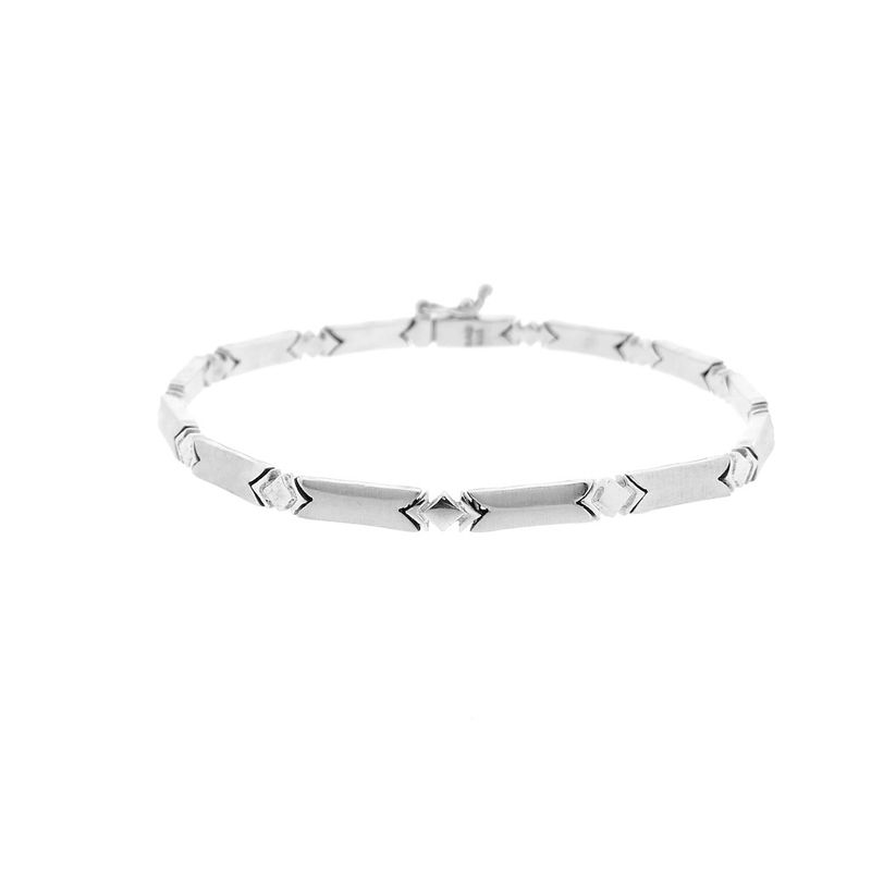 Image 4 of White gold bar link bracelet; 18.5 cm