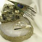 Image 2 of Two-tone gold fantasy brooch with pearl and diamond; 0.03 ct.