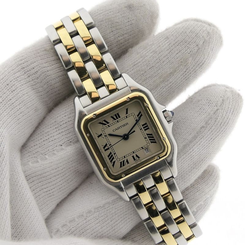 Image 10 of Cartier Panthère '2 Row'; Midsize gold/steel women's watch