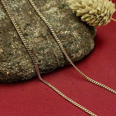 Gold thin gourmet link necklace | 57.5 cm Image 2 of Gold thin gourmet link necklace | 57.5 cm