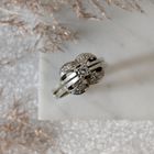Image 8 of Vintage white gold ring with diamonds; Art Deco | 0.22 ct.