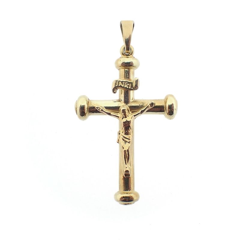 Image 1 of 8K Cross Pendant with Corpus | INRI