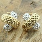Image 2 of Two-tone gold Novecento mesh stud earrings; FOPE