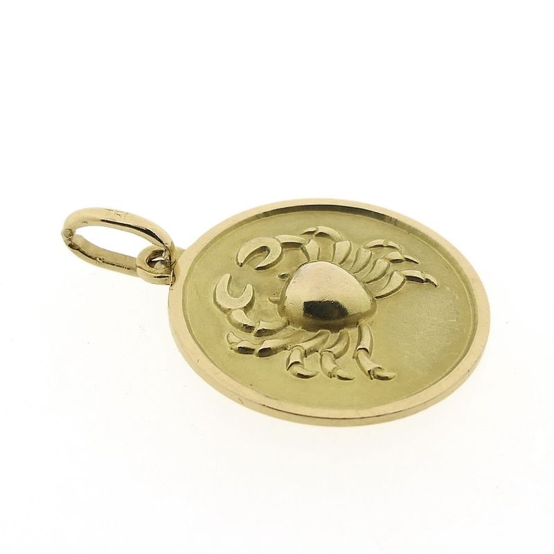 Image 3 of 18K Gold Zodiac Sign Pendant; Cancer