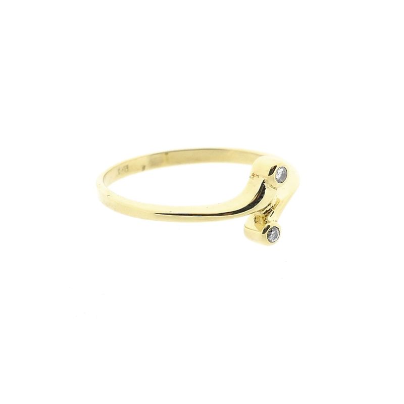 Image 4 of Golden toi et moi ring with diamonds; 0.03 ct.