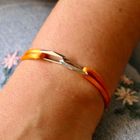 Image 2 of Forever Knots® Handmade Orange Satin Bracelet with Silver Link