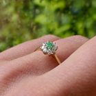 Image 10 of Gold subtle entourage ring with 0.08 ct. diamond & emerald