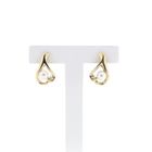 Image 1 of Gold stud earrings with pearl and diamond; 0.02 ct.