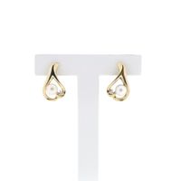 Gold stud earrings with pearl and diamond; 0.02 ct.