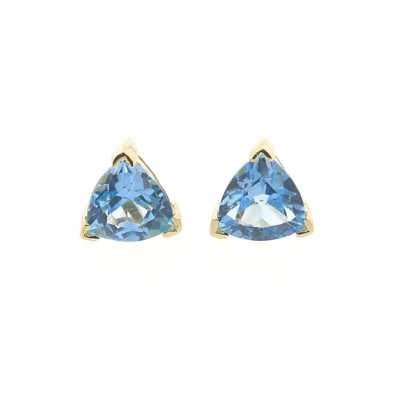 Image 8 of Gold stud earrings with blue topaz