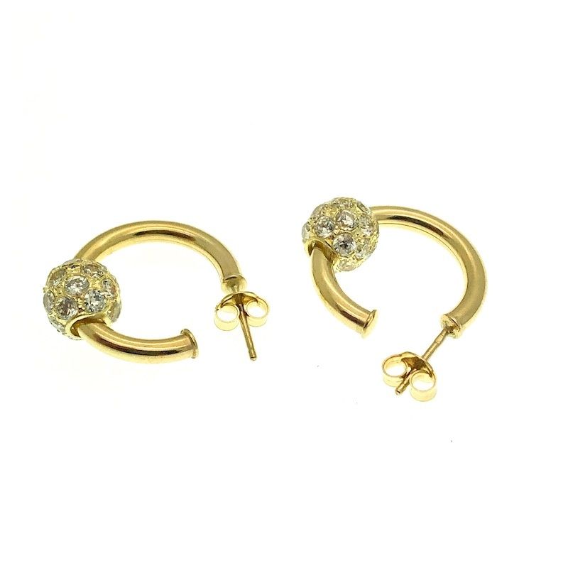Image 4 of Yellow gold earrings with zirconia charm | Ø 20 mm