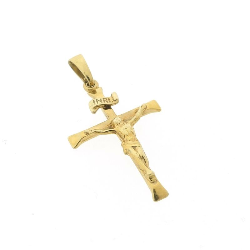 Image 8 of Gold pendant of cross with corpus | INRI