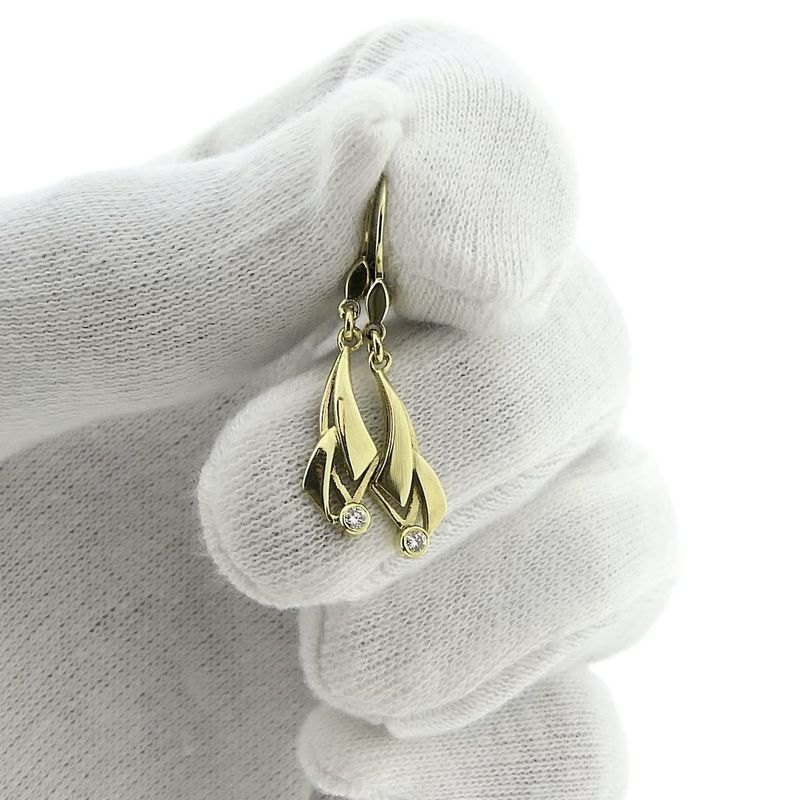 Image 11 of Gold long earrings with diamond | 0.06 ct.
