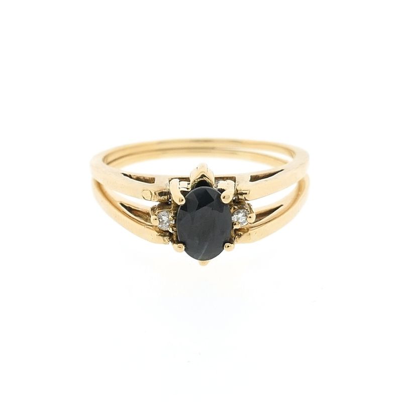Image 3 of Gold reversible ring set with sapphire and diamond | 0.38 ct.