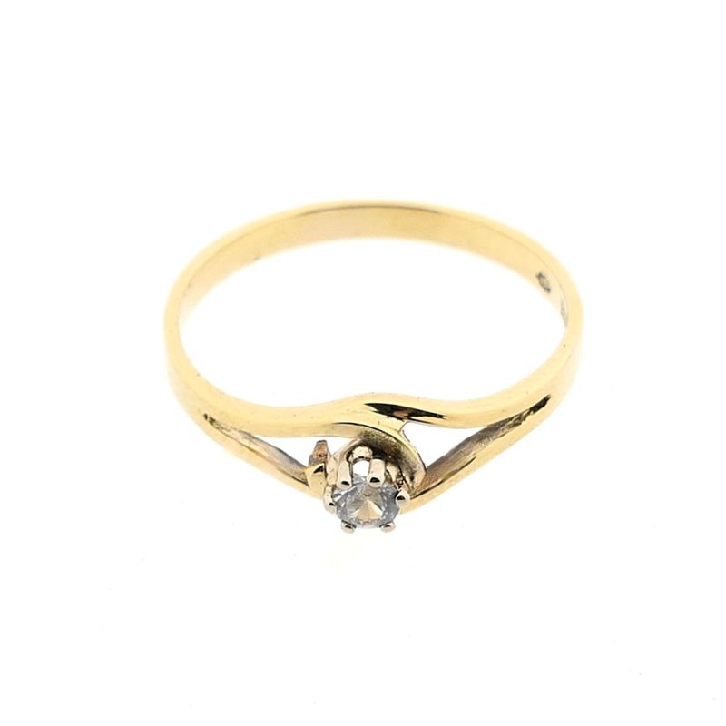 Image 3 of Golden solitaire ring with diamond; 0.09 ct.