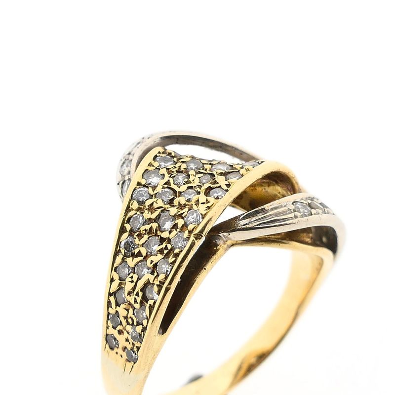 Afbeelding 3 van Bicolor gouden ring met diamanten; 0,26 ct.