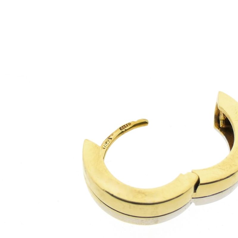 Image 5 of Two-tone gold hinged hoop earrings; Ø 14.7 mm