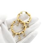 Image 6 of Gold spiral hoop earrings with zirconia; Ø 34.5 mm