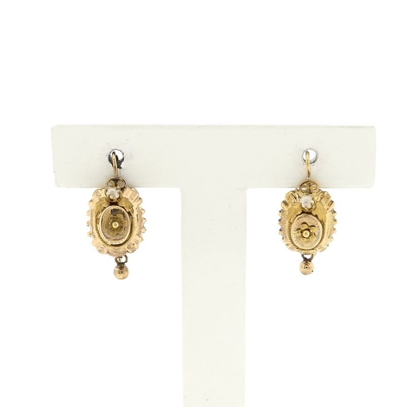 Image 1 of Gold stud earrings with pearl | Antique/vintage