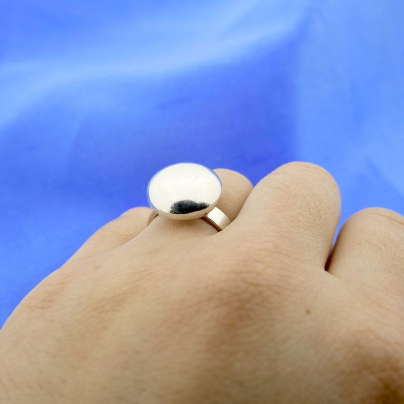 Image 10 of Silver ring with round button