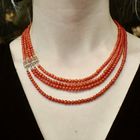Image 3 of Blood coral bead necklace with gold clasp; Antique | 43 cm