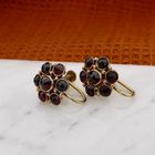 Image 2 of Vintage Gold Clip-On Earrings with Garnet