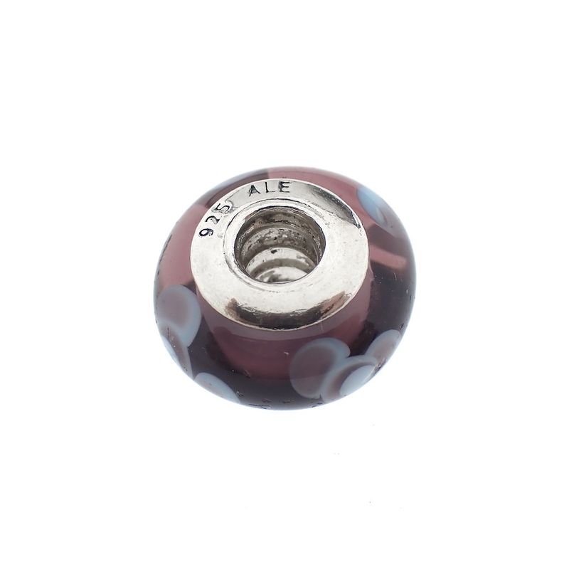 Image 4 of Pandora charm; Silver; Purple Flower