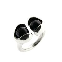 Silver ring from Israel with black pearls