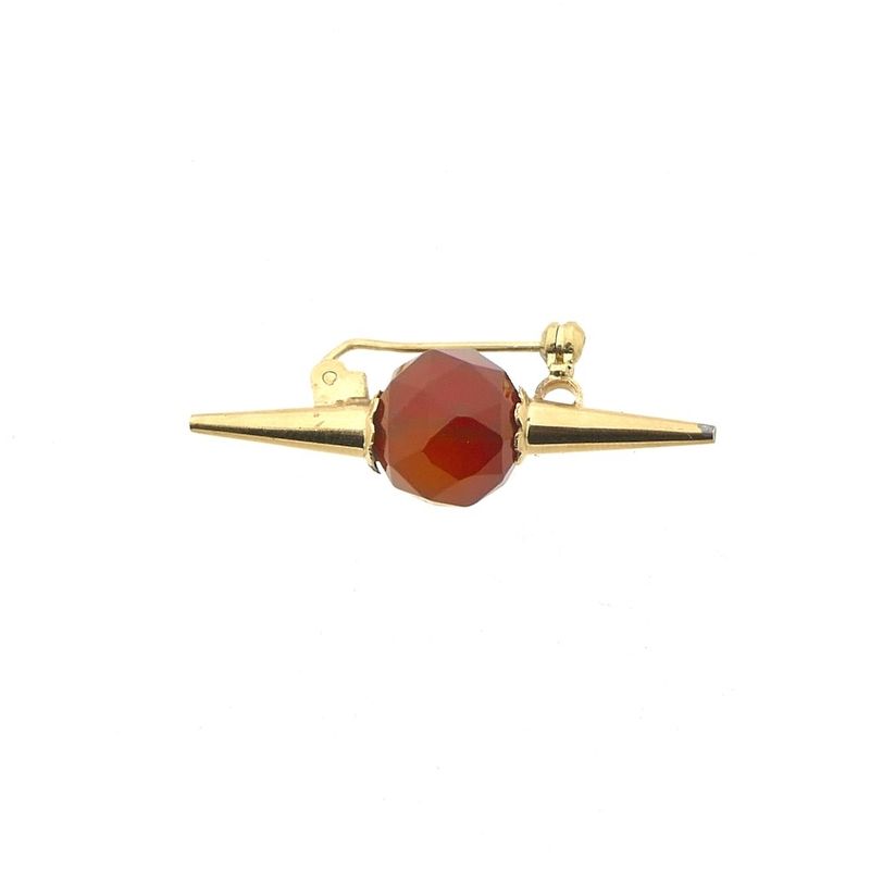 Image 9 of Vintage gold brooch with carnelian