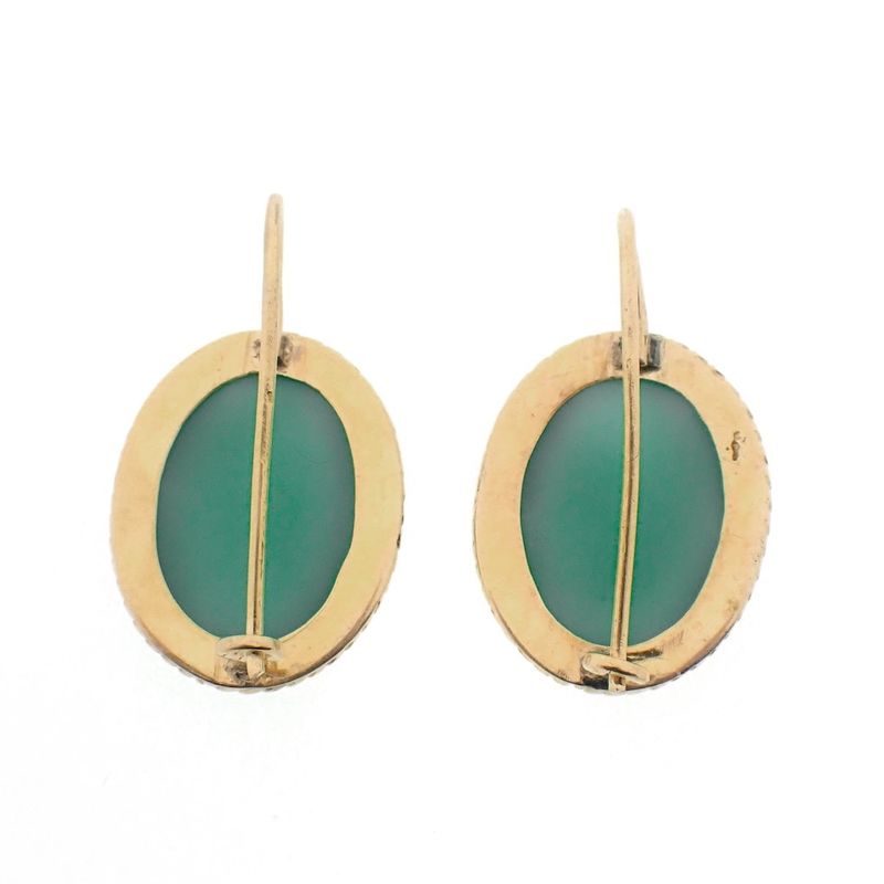Image 7 of Gold earrings with nephrite/jade | Vintage