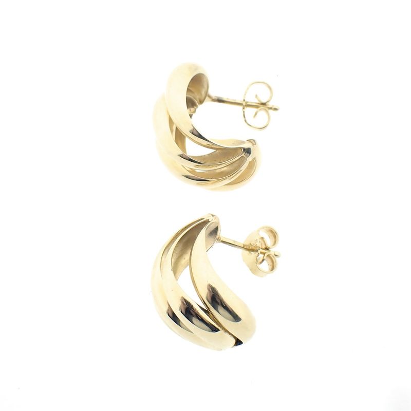 Image 3 of Gold vintage fantasy clip-on earrings; half round