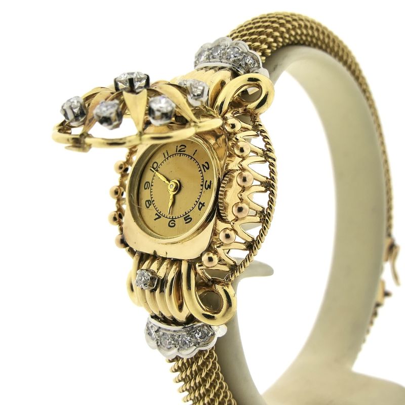 Image 2 of Swiss Geneva Bracelet/Cocktail Watch; 18k gold women's watch with diamonds