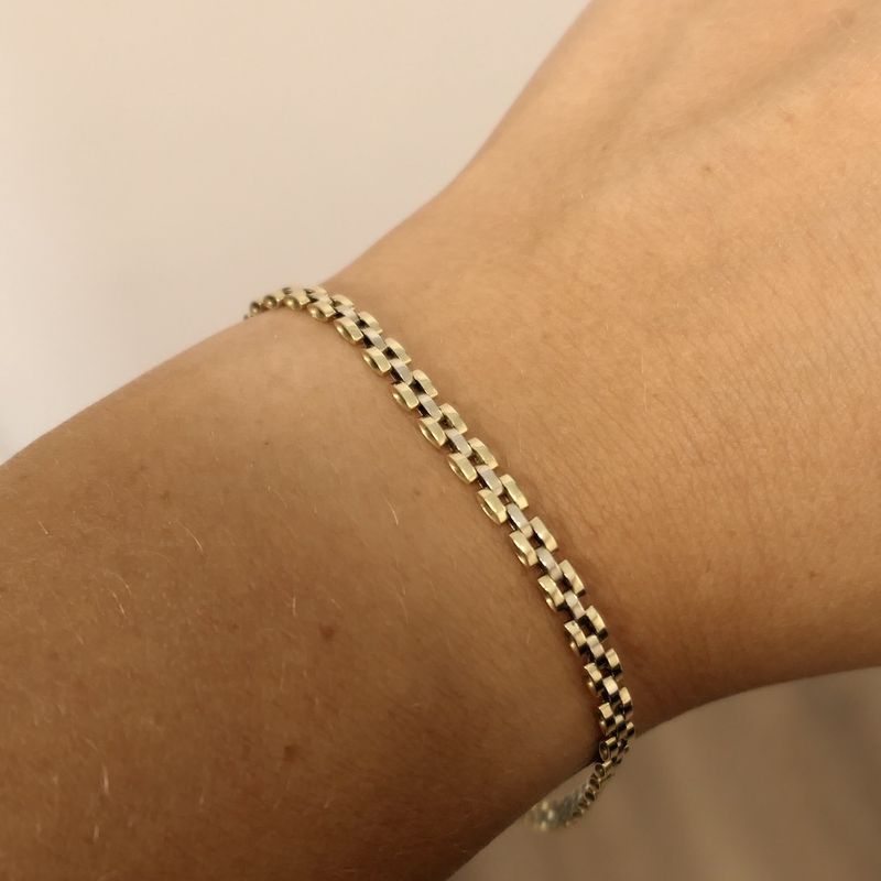 Image 7 of Two-tone gold Bismarck link bracelet | 21 cm