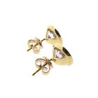 Image 5 of Gold stud earrings with lilac colored zirconia